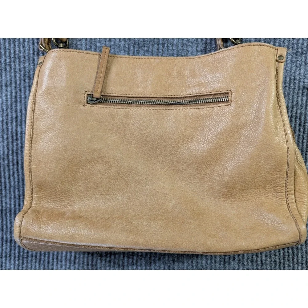 American Leather‎ Co Lenox Triple Entry Satchel Bag Purse Leather Cafe Latte